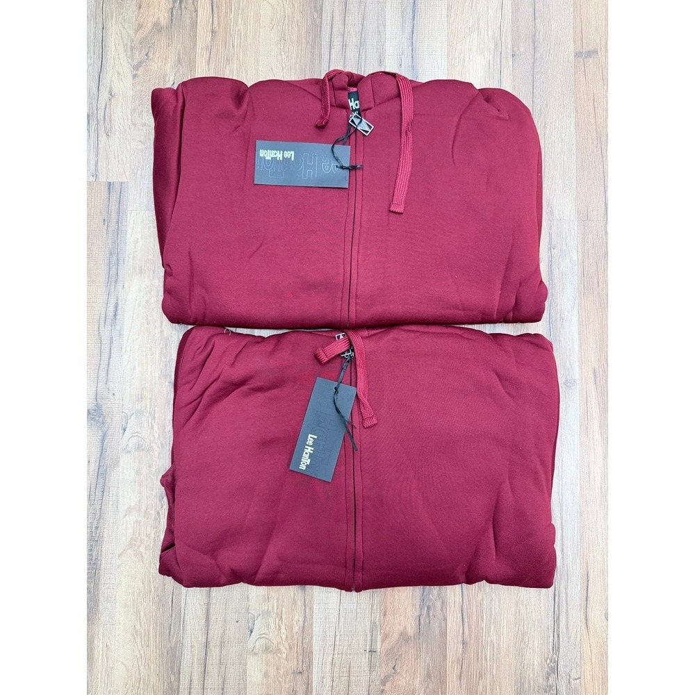 Lee Hanton Sherpa Lined Zip‎ Hoodie Bundle 2-Pack Size LBurgundyFleeceJacket NWT